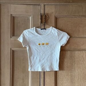 Brandy Melville Top with Floral Embroidery